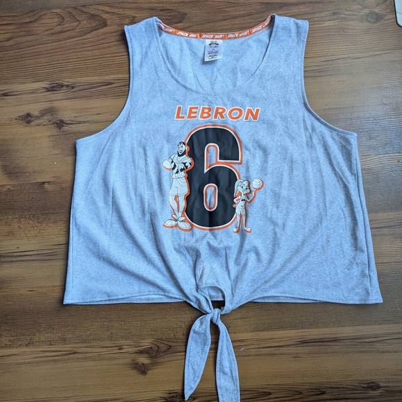 Tops - NWOT Gray LeBron Graphic Tie-Front Tank Top